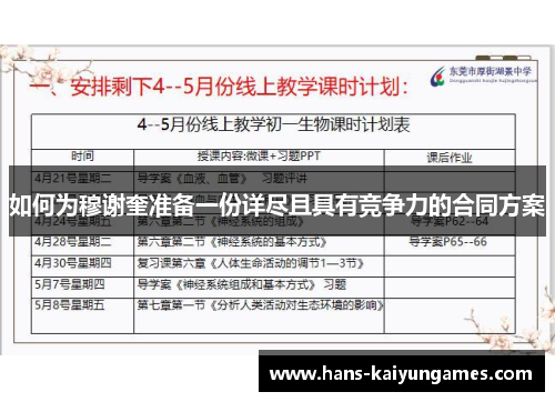 如何为穆谢奎准备一份详尽且具有竞争力的合同方案